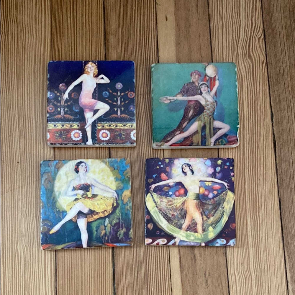 Vintage Dance Art Coasters Set